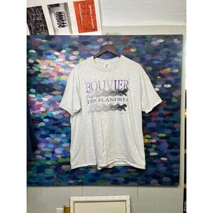 Vintage Jerzees Bouvier des Flandres Dog T-Shirt Mens XL Gray Single Stitch 90s